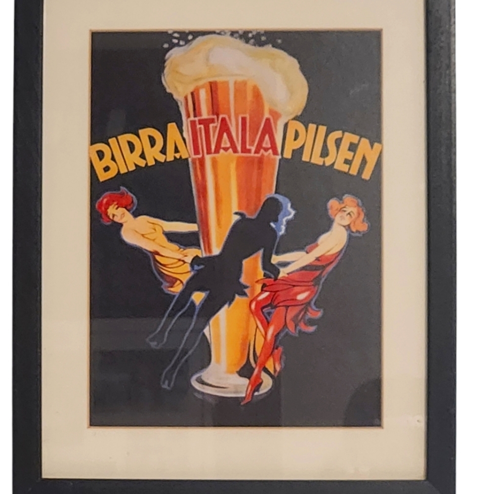 11 ×14Vtg BAR BEER POSTER  1 of 4 series Birra Itala Pilsen by Leonetto
